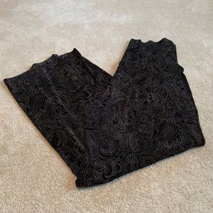 West End Black and White Textured Pull On Wide Leg Pants Size PL